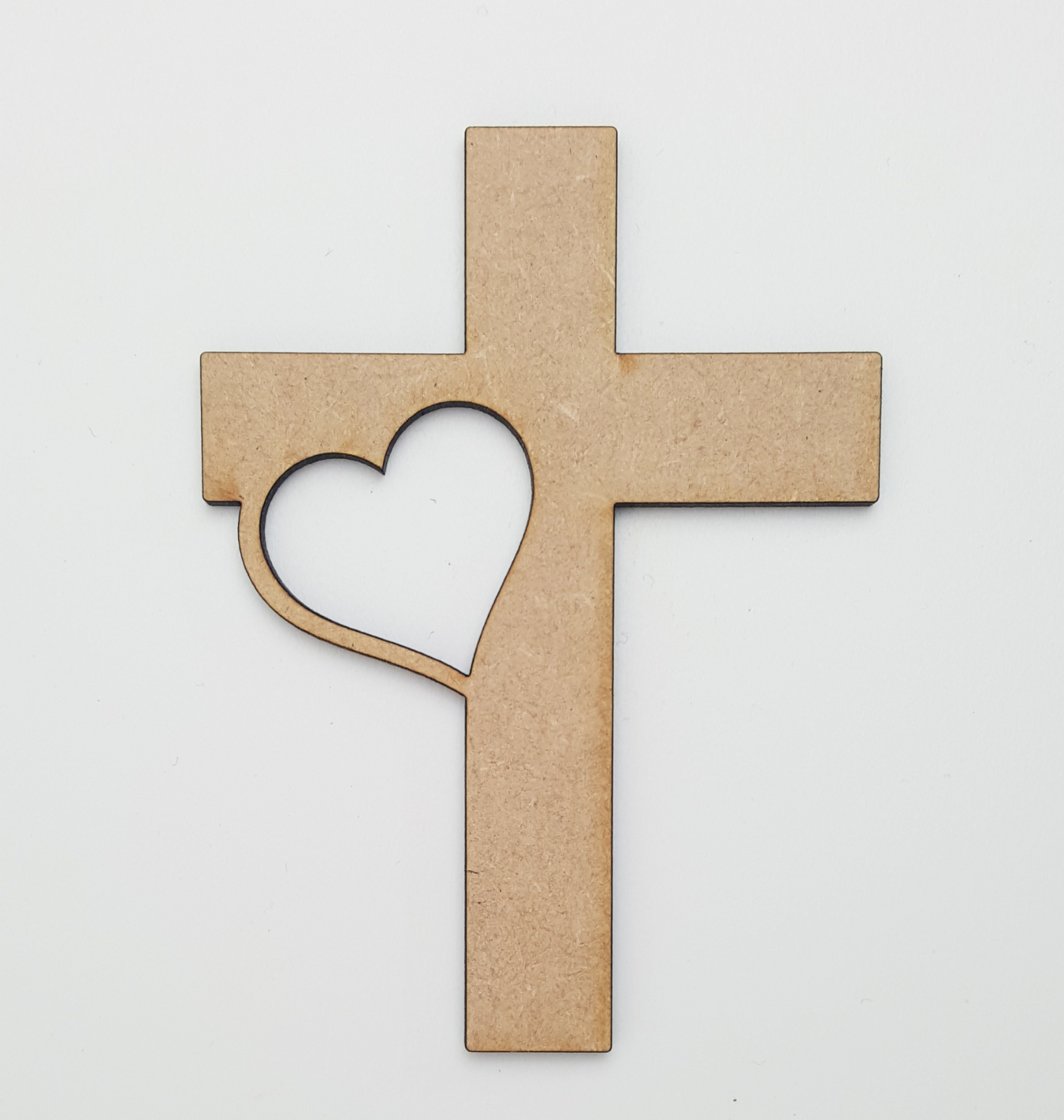 MDF Wooden Christian Cross with Heart