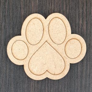 Wooden MDF Heart Paw Print - Cat & Dog Shape