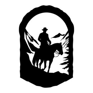 Cowboy Mountain Window Vinyl Decal Sticker Art