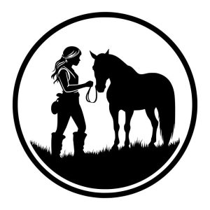 Girl and Horse in Field Vinyl Decal Sticker Art