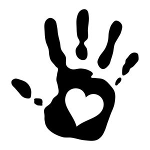 Handprint Love Heart Cutout 01 Vinyl Decal Sticker Art
