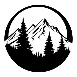 Mountain Forest Circle Vinyl Decal Sticker Art