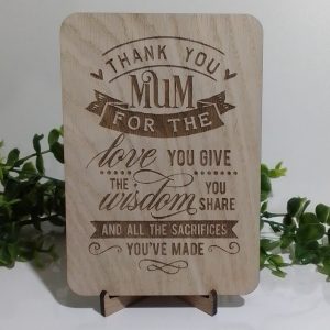Mum Love Wisdom Wooden Gift Card
