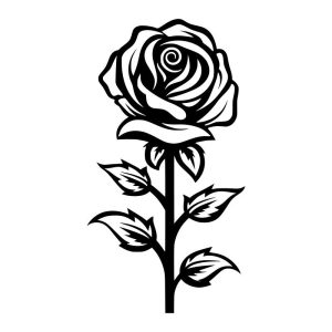 Single Straight Rose Flower Vinyl Decal Sticker Art x 2