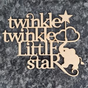 Wooden MDF Twinkle Little Star Elephant Cloud Sign Decoration Craft 20cm