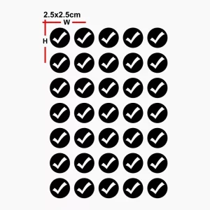 Sheet of 35 Checkmark Ticks Vinyl Decal Sticker Art Wall Home Various Colour