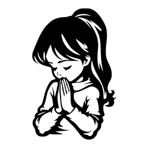 Teen Girl Praying Vinyl Decal Sticker Art
