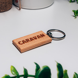 Caravan Engraved Wooden Keyring