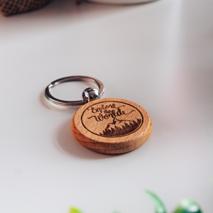 Explore the World Engraved Wooden Keyring