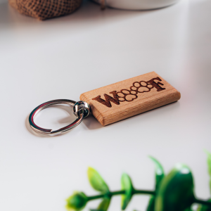 Woof Engraved Wooden Keyring